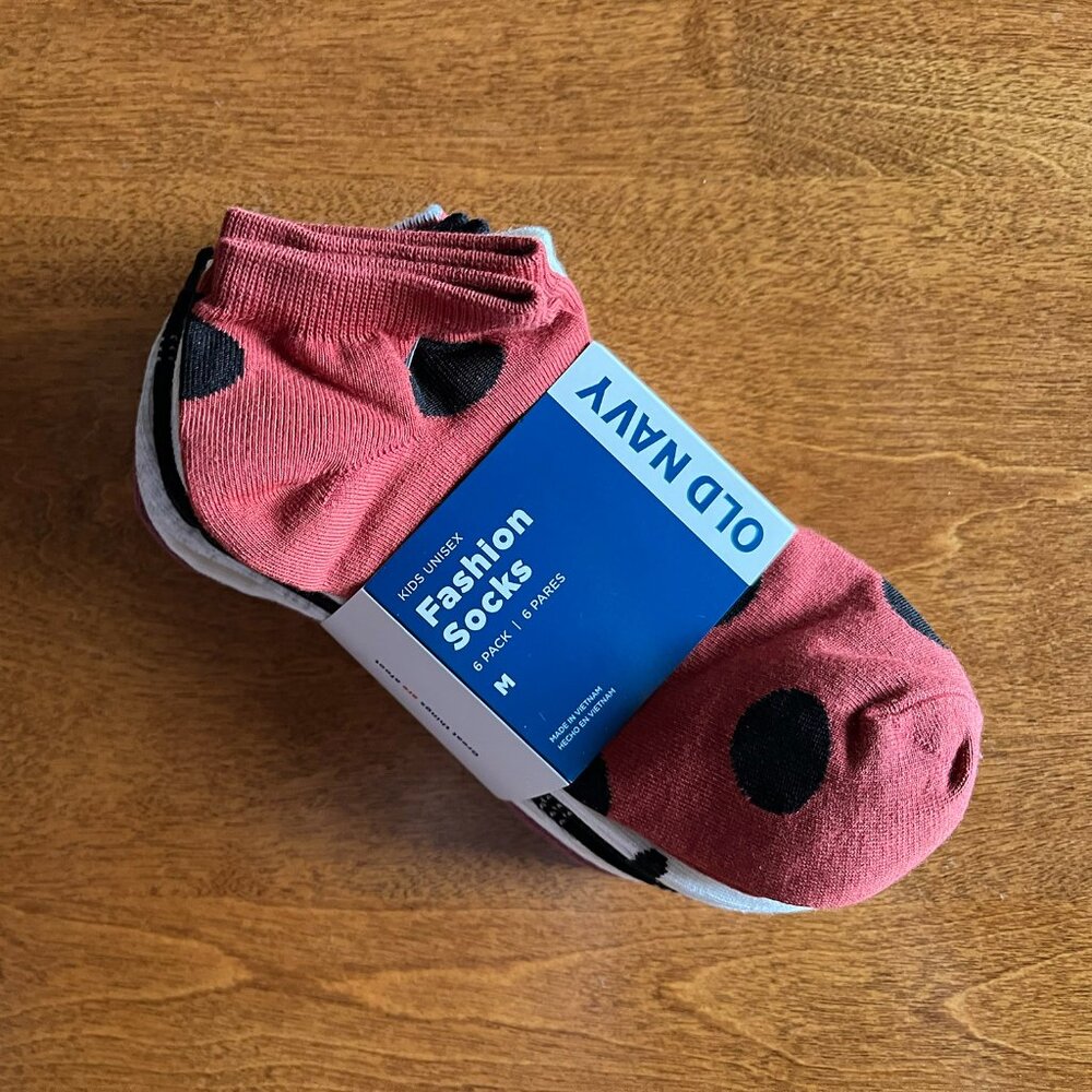 Old Navy 6-pack dot and stripe socks M NWT